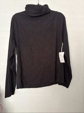 Black Ribbed Turtleneck Top - Long Sleeve